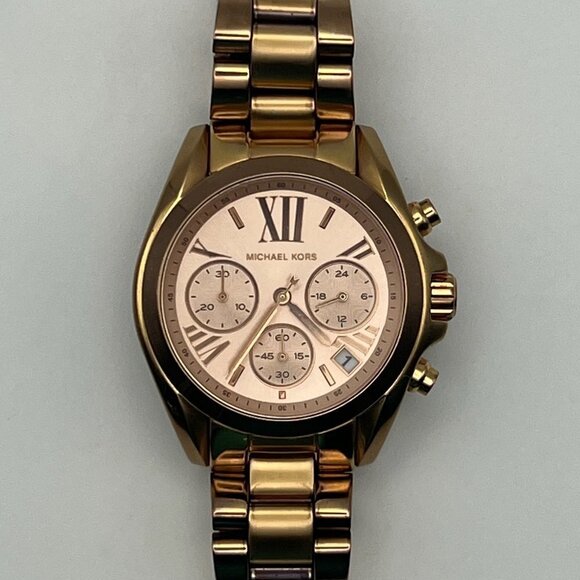 MICHAEL KORS Bradshaw MK5799 Chronograph Rose Gold Watch Extra Links & Working - Picture 7 of 9